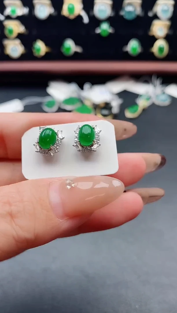 银S925镶嵌戒指翡翠1