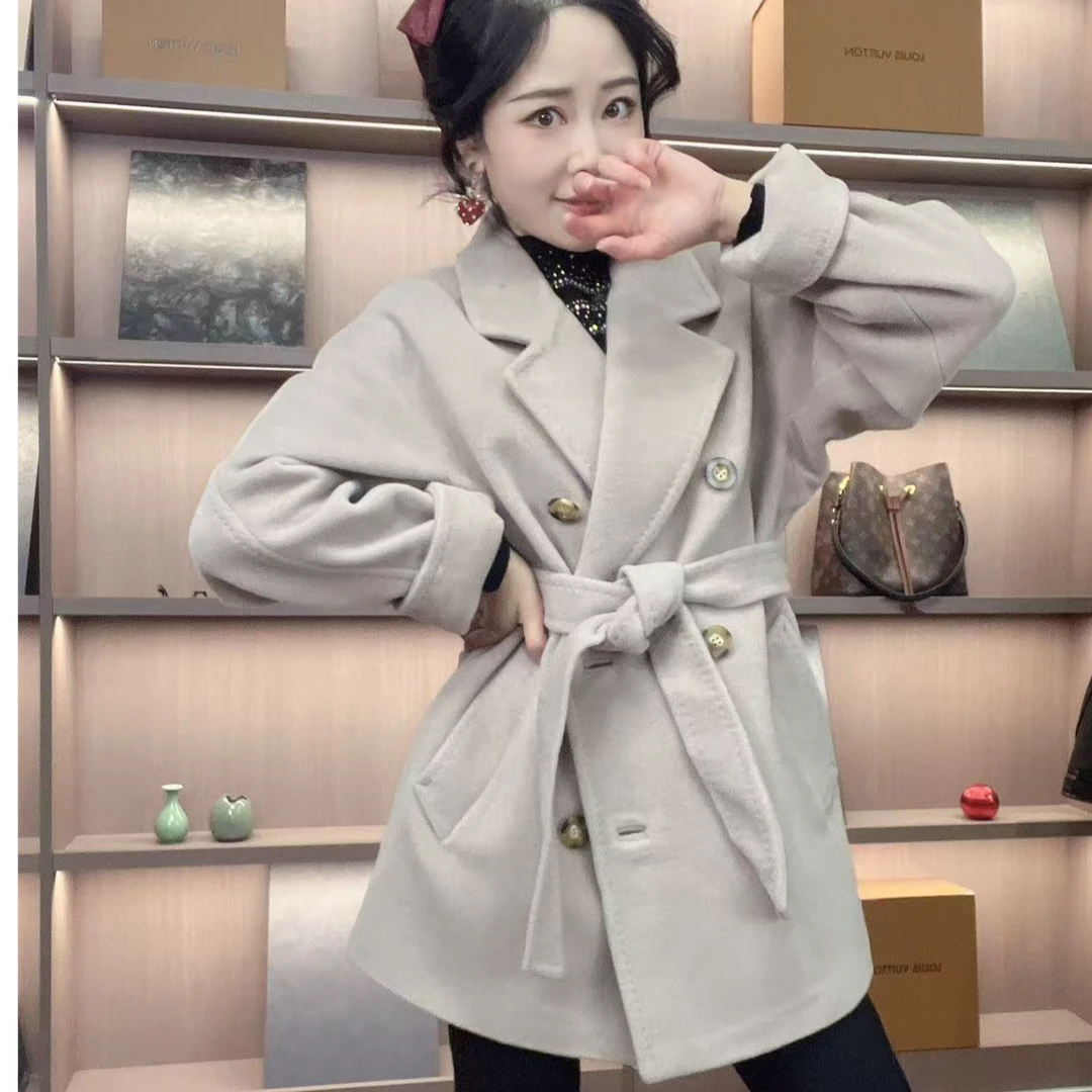 女士冬款加厚西装款羊绒大衣801