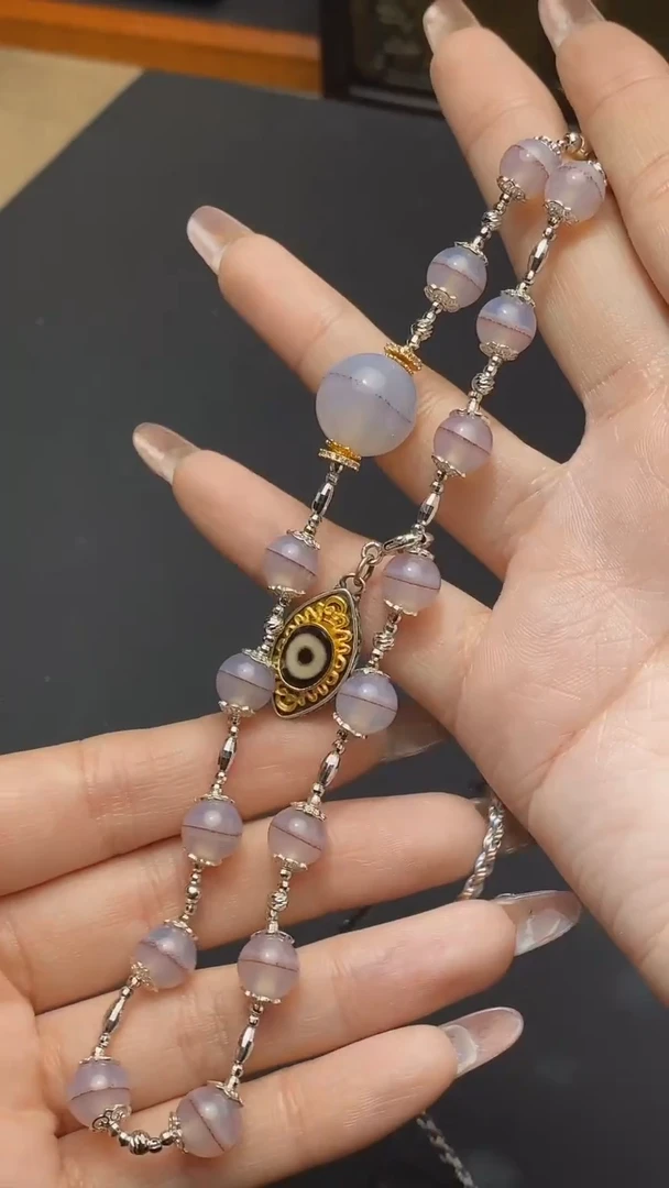 【闪购商品】玛瑙/玉髓颈饰银S925镶嵌一线锁骨链