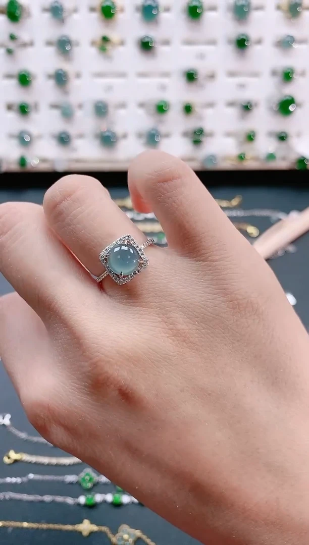 【闪购商品】翡翠戒指银S925镶嵌天然翡翠