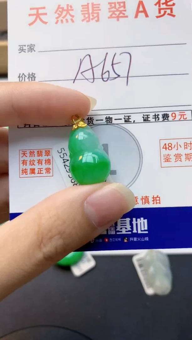 颈饰18K金镶嵌翡翠天然缅甸A货翡翠百元以上9元证书费自理