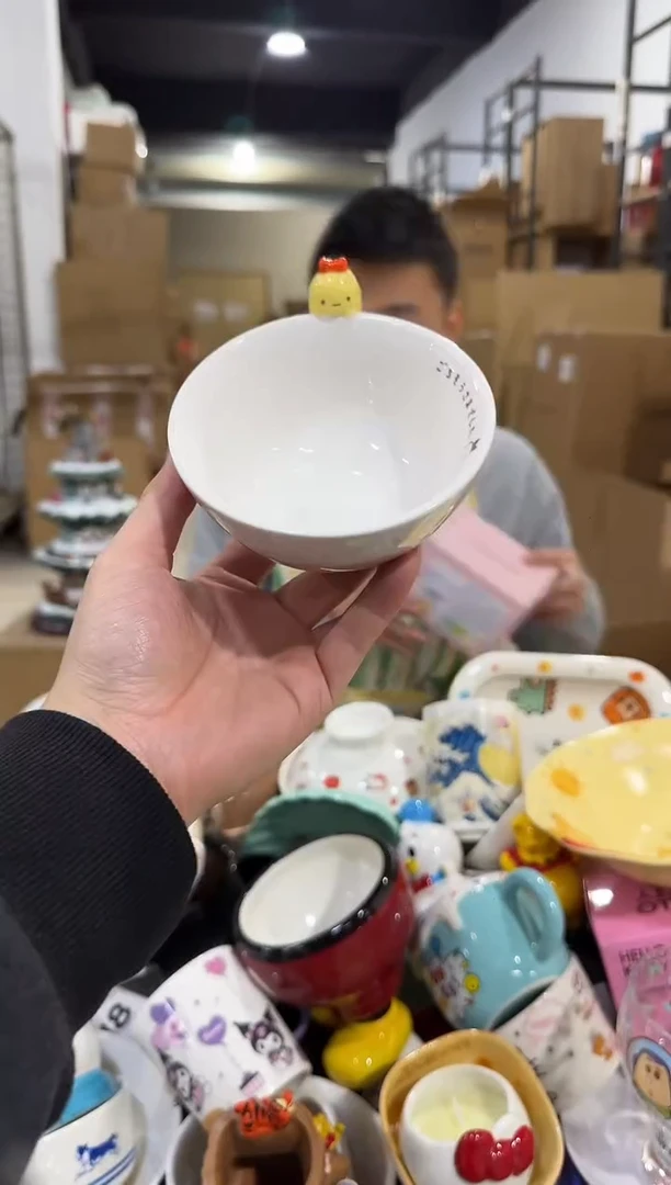 瓷片炸虾公仔碗