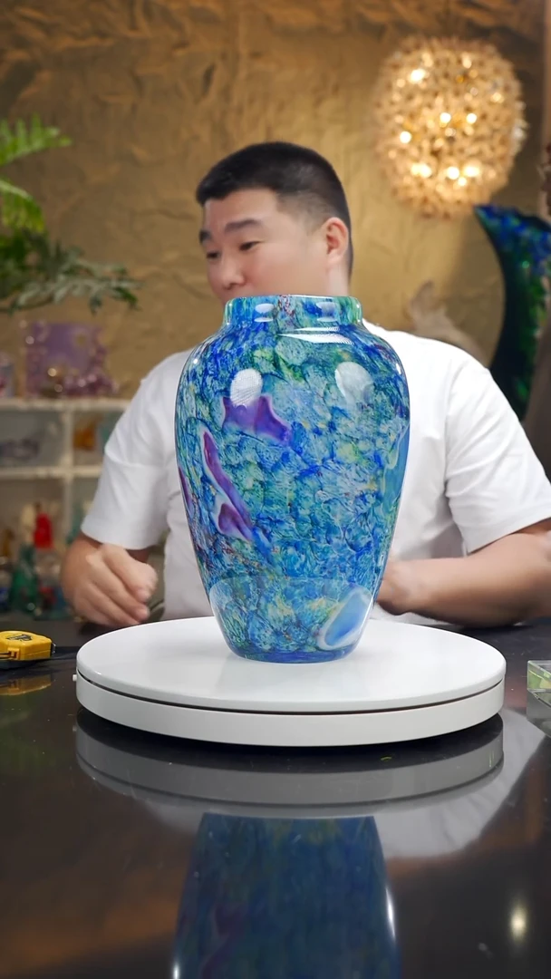 摆件福利设计款蓝彩莫奈花瓶