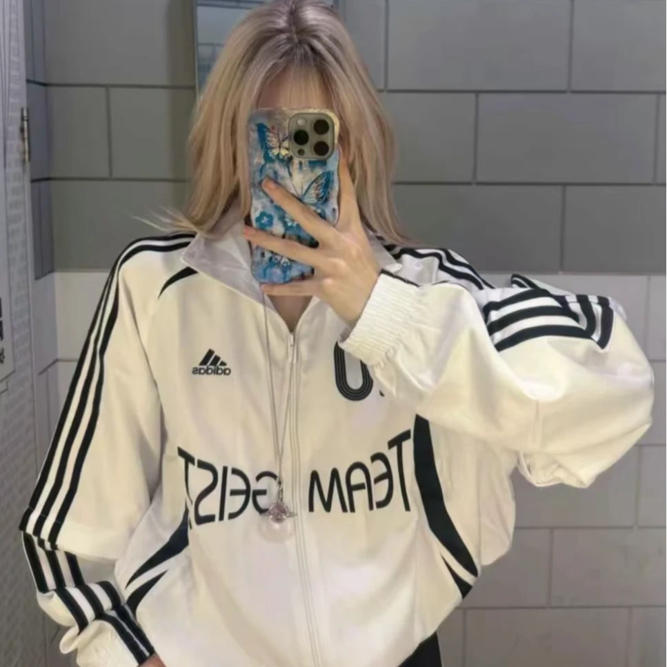 adidas三叶草ADILENIUM TEAMGEIST足球风运动宽松夹克KE7570 X