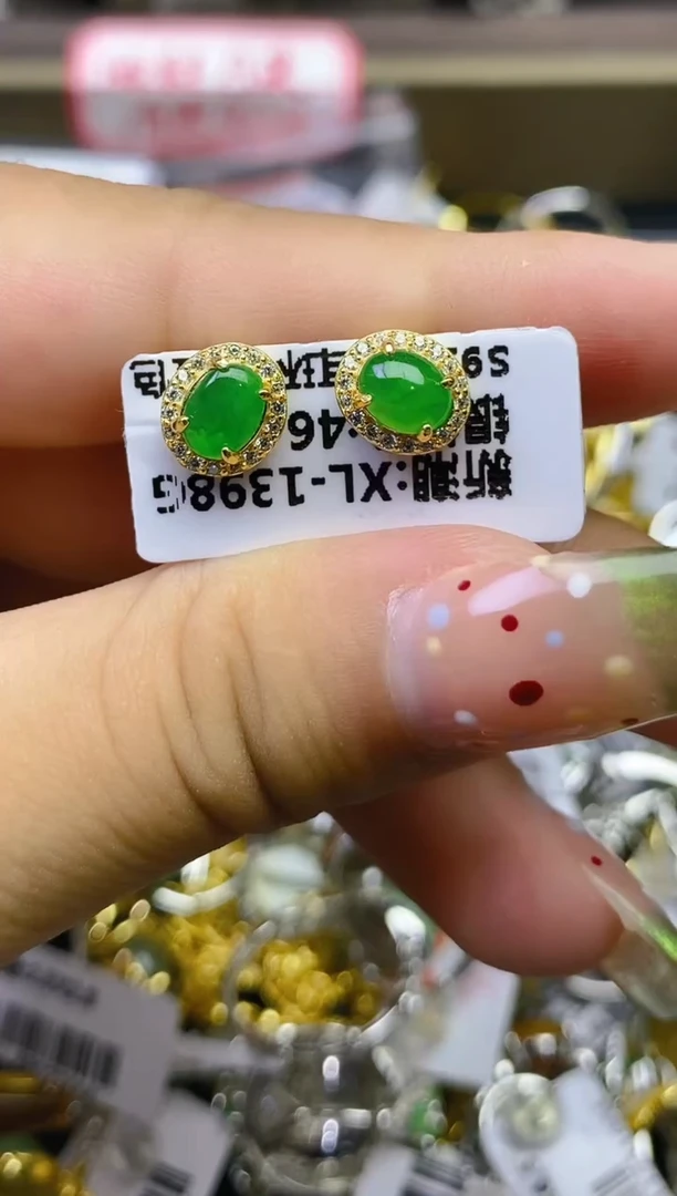 翡翠戒指银S925镶嵌百内无证书