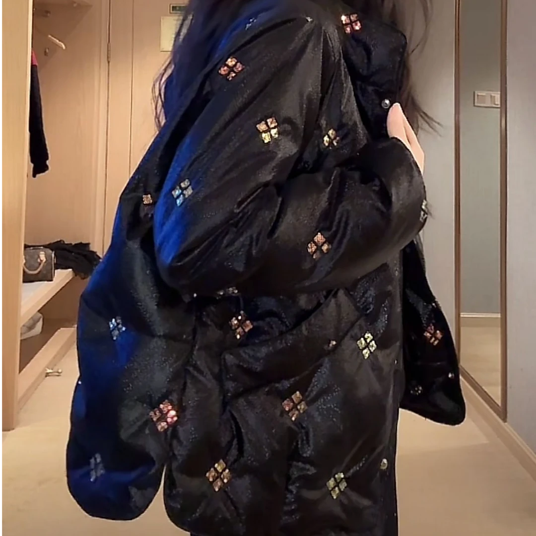 丽丽家 星光点点亮片冬季新款时尚棉服外套