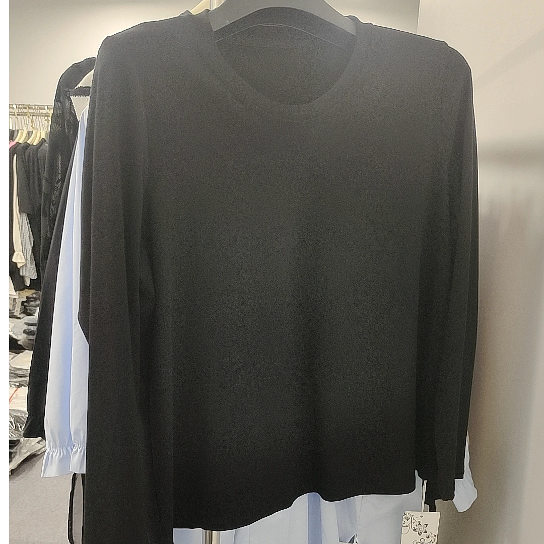 黑色软糯网纱打底T恤福利款