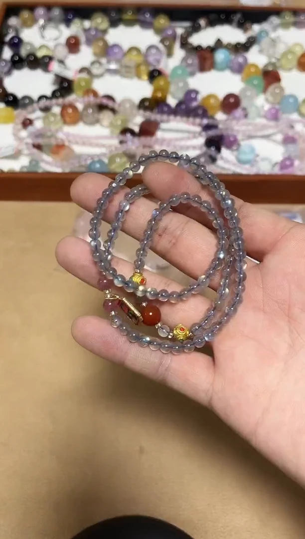 未镶嵌手链水晶20-2月光石三圈手串