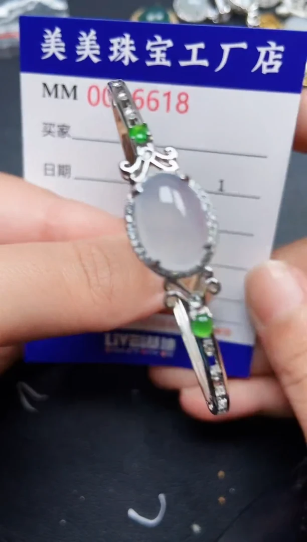 翡翠银S925镶嵌颈饰6618