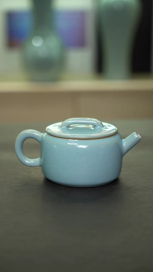 杯子瓷天青汉瓦壶微瑕