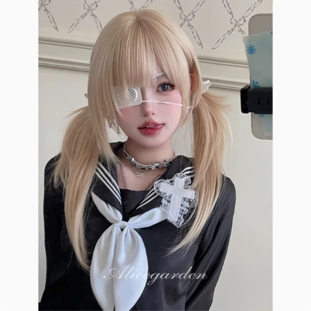 AG假发女长发网红lolita『小熊软糖』可爱甜妹金色长直发jk全头套