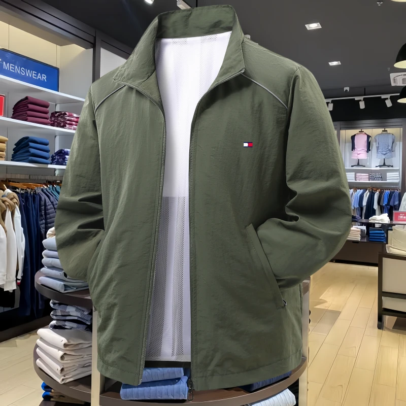 正品Tommy汤米秋冬运动夹克男士立领加肥加大码户外防风休闲外套