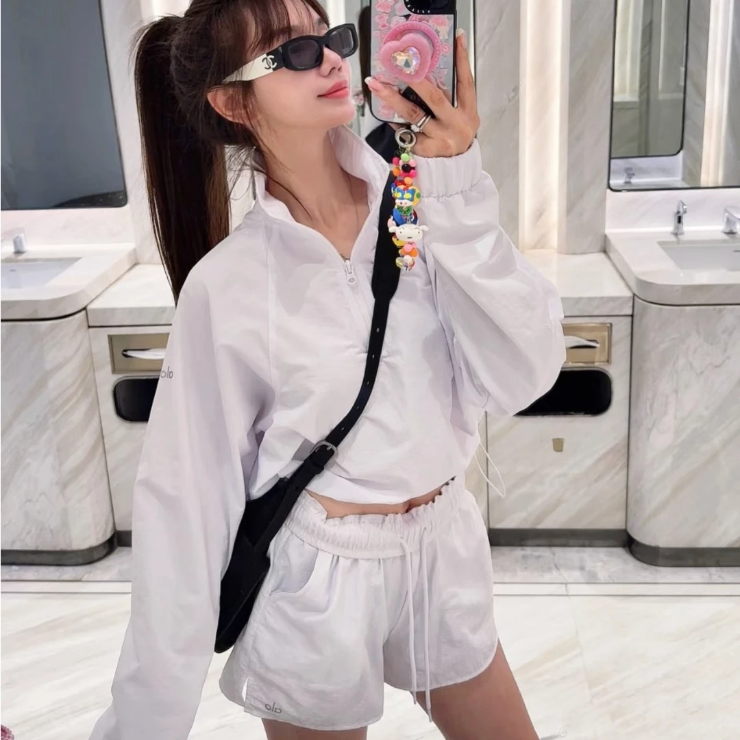 alo防晒服时尚套装宽松显瘦透气立领半拉链户外长袖外套宋佳同款