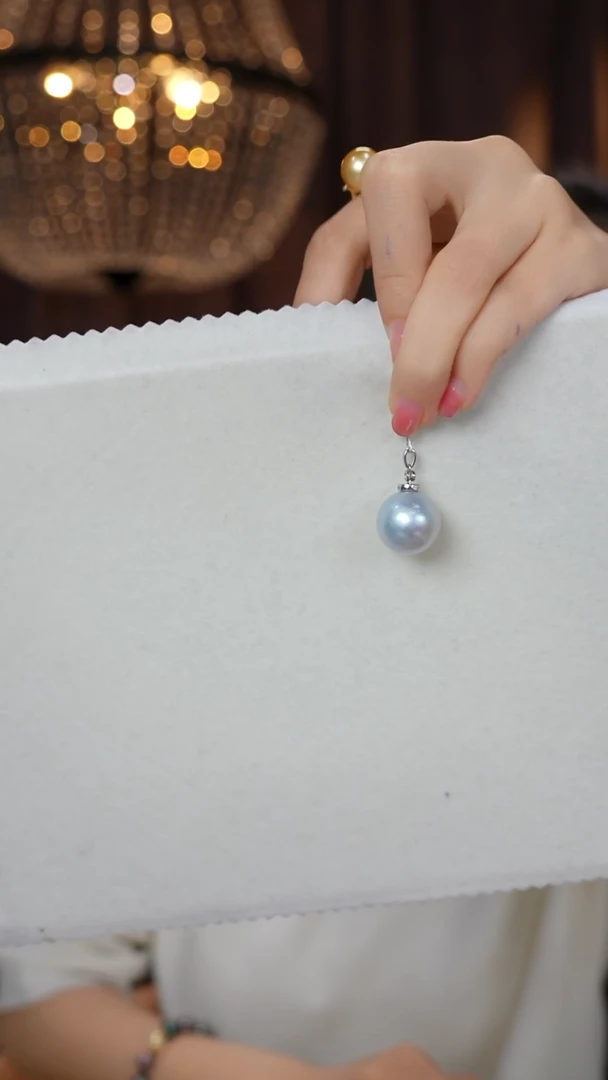 吊坠(不含链)18K金镶嵌海水珍珠澳白银蓝光16-17mm