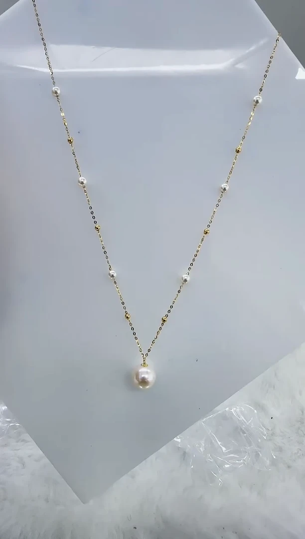 18K金镶嵌淡水珍珠DA满天星珍珠吊坠11 b333