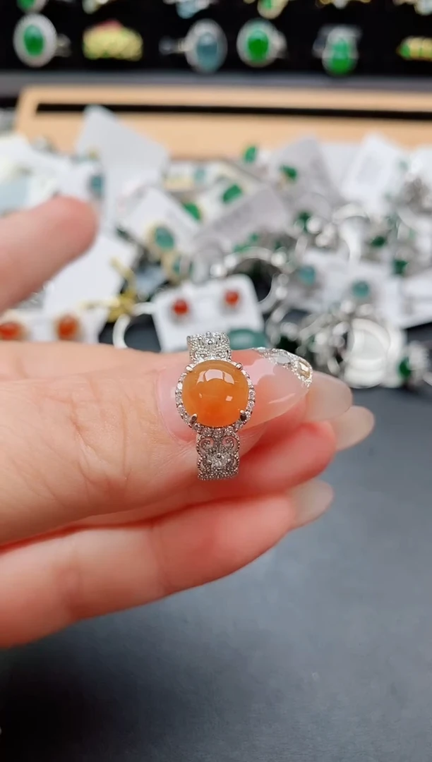 银S925镶嵌戒指翡翠1