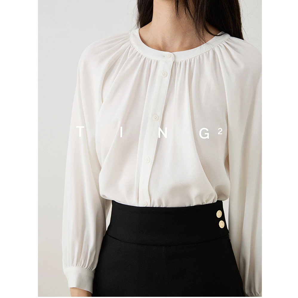 牛奶丝衬衫|清爽醋酸光泽亲肤牛奶丝雪纺灯笼袖衬衫