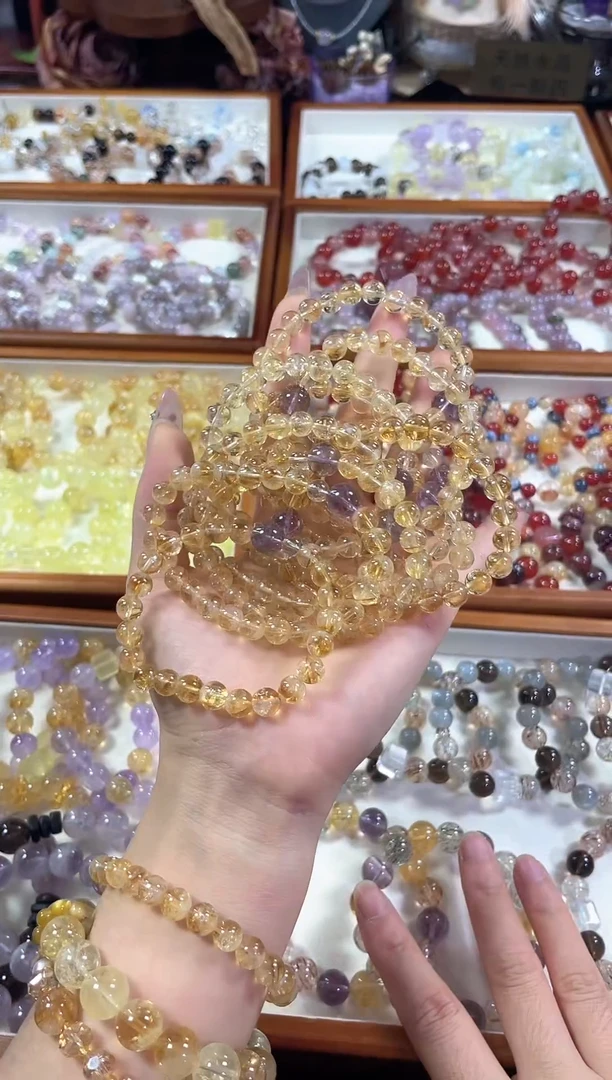 未镶嵌手串水晶天然高品卡7+暴力黄塔晶紫水晶顶珠手串多样发一