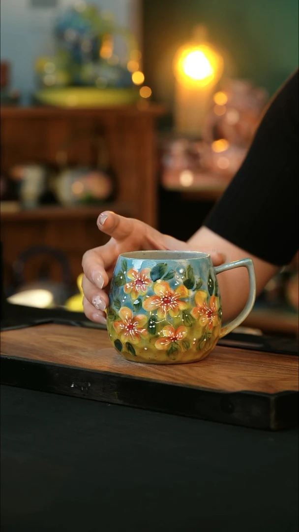 杯手绘心瓷陶瓷浮力