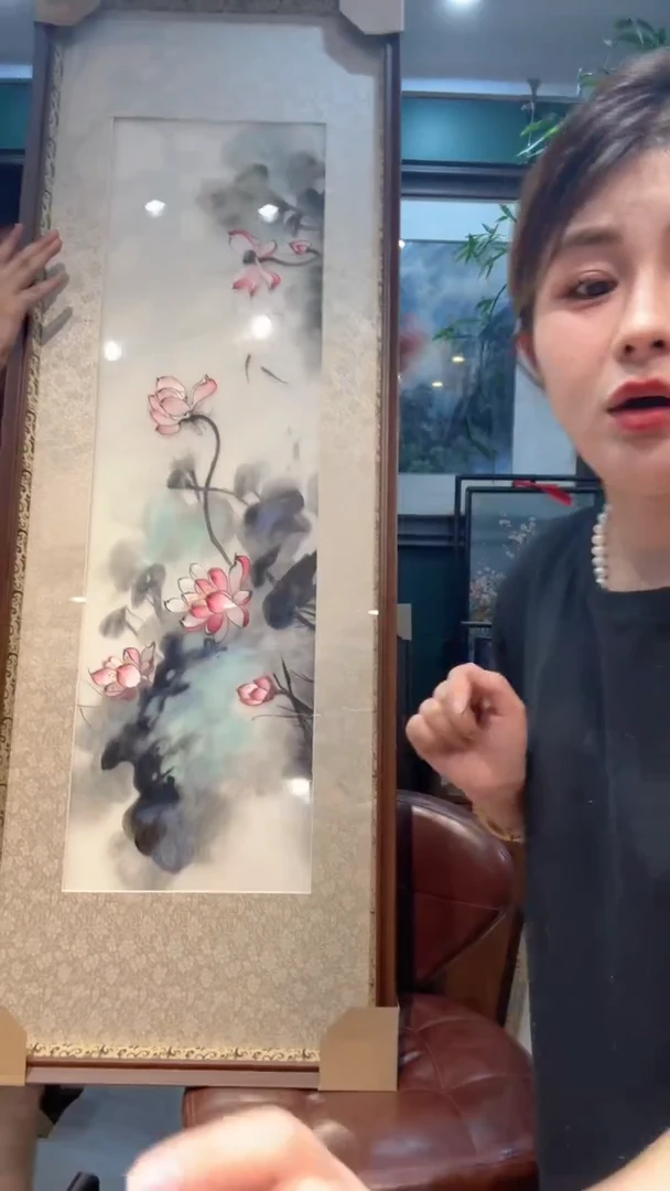 刺绣小*仙非遗苏绣手工刺绣水墨荷花