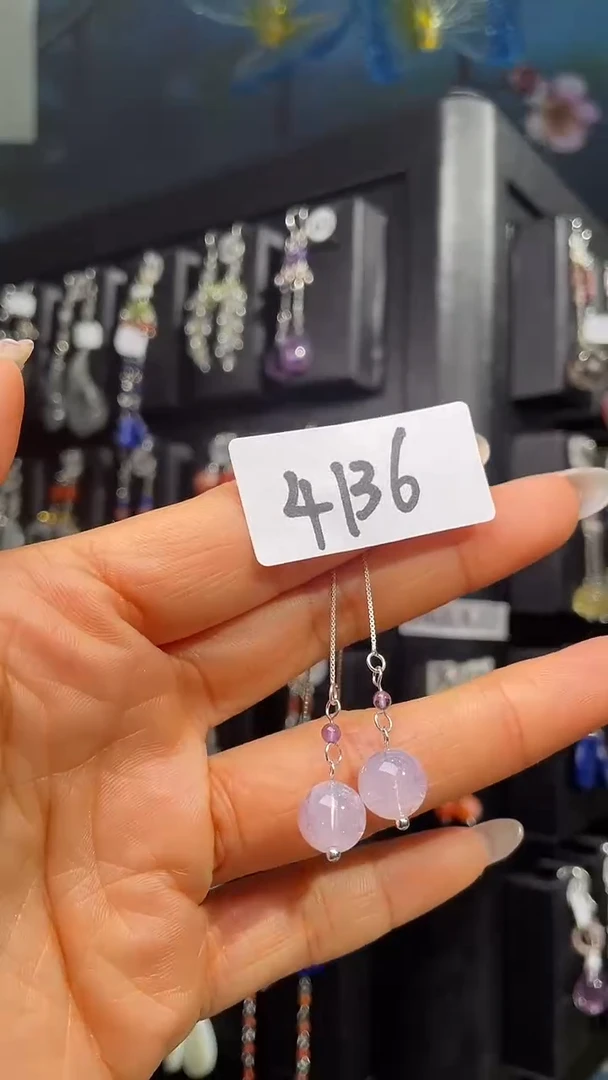 银S925镶嵌耳饰紫晶喜欢拍4136