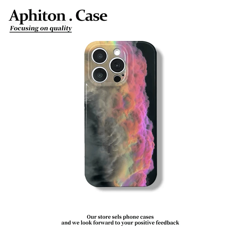 唯美七彩祥云适用于苹果华为oppo小米vivo一加菲林硬壳手机防摔壳