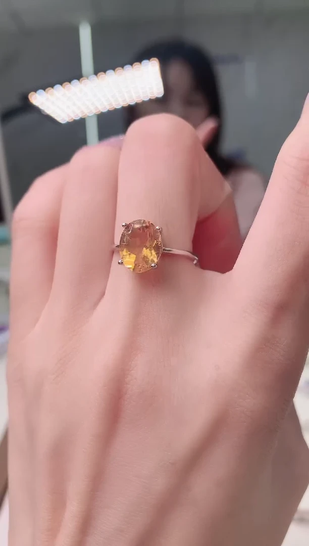 【闪购商品】黄晶戒指银S925镶嵌............