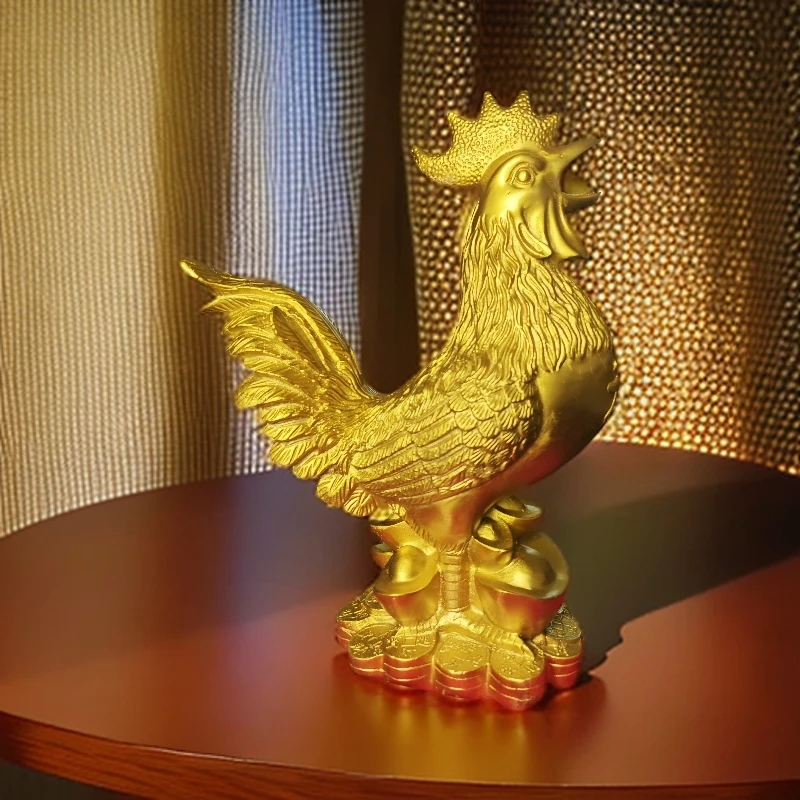 黄铜创意招财鸡摆件摆设装饰家用客厅风水摆件高档工艺品大吉大利