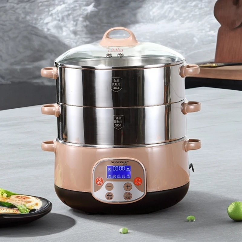 SANMSIE29CM家用电蒸锅304不锈钢蒸锅多层蒸笼插家用蒸箱厨房专用