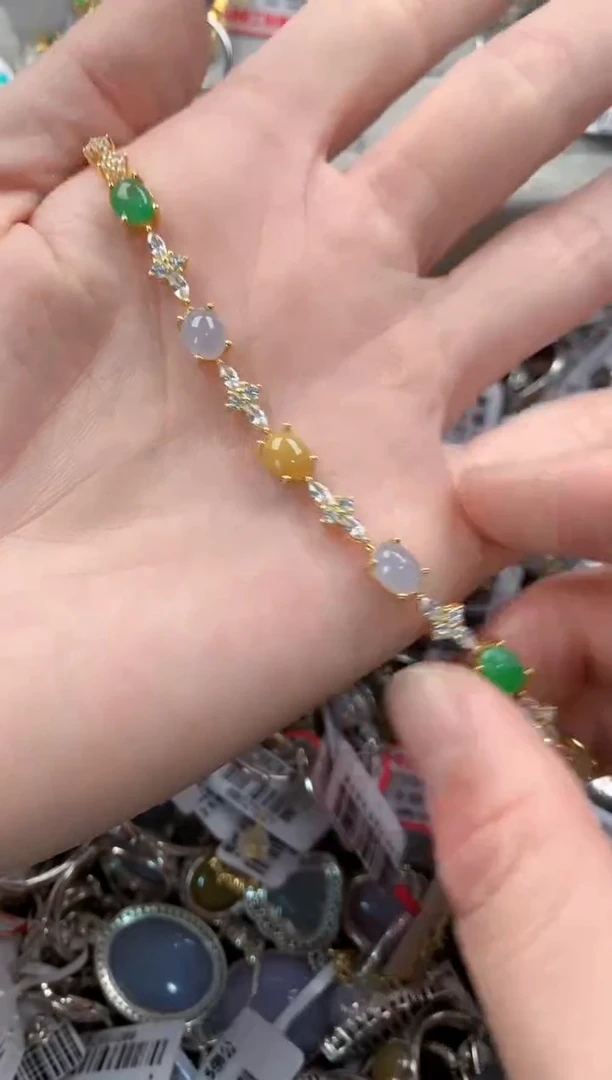 银S925镶嵌戒指翡翠6---7