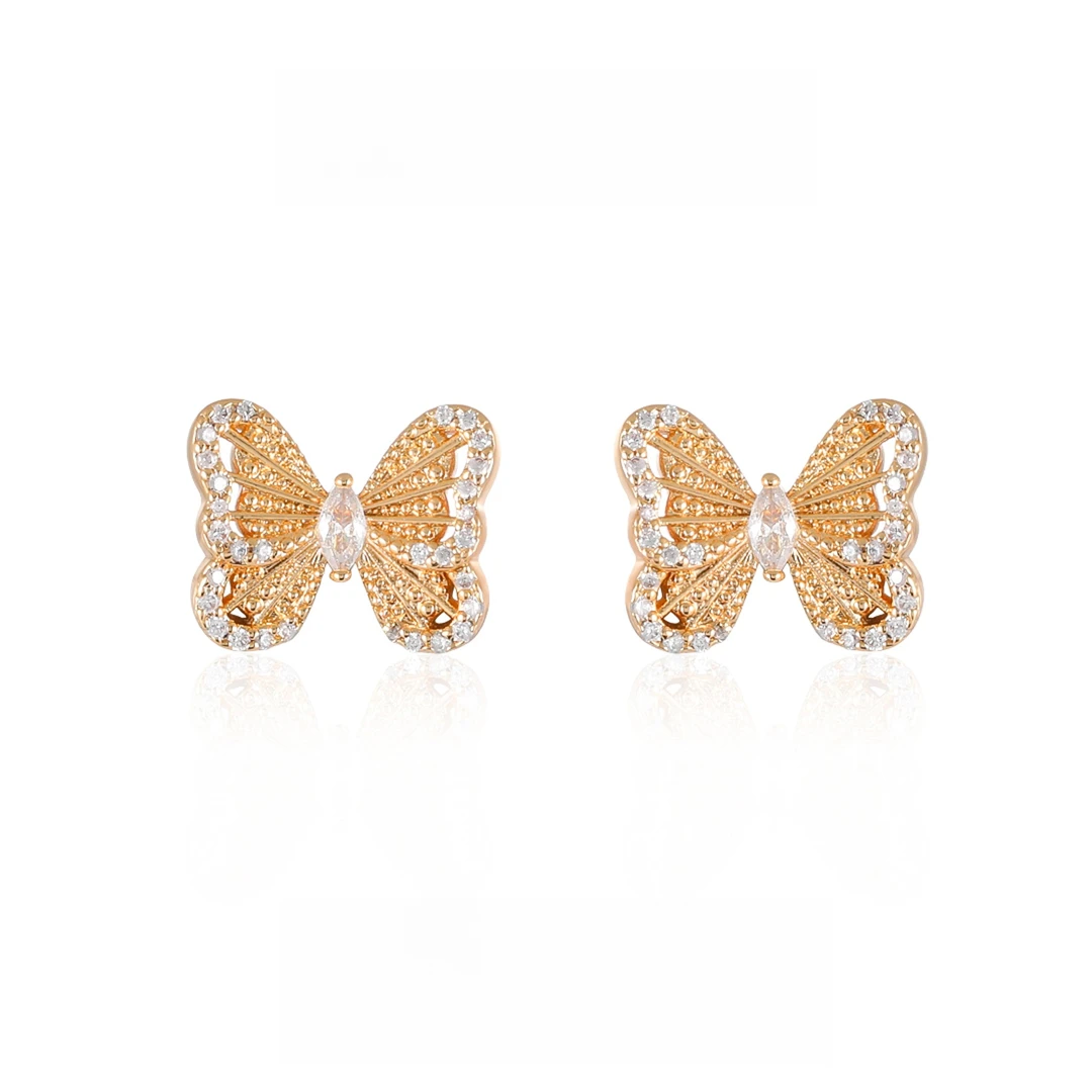 镀k金 925银针 CNC精工 轻奢【纸醉金迷 】蝴蝶系列耳钉 1589