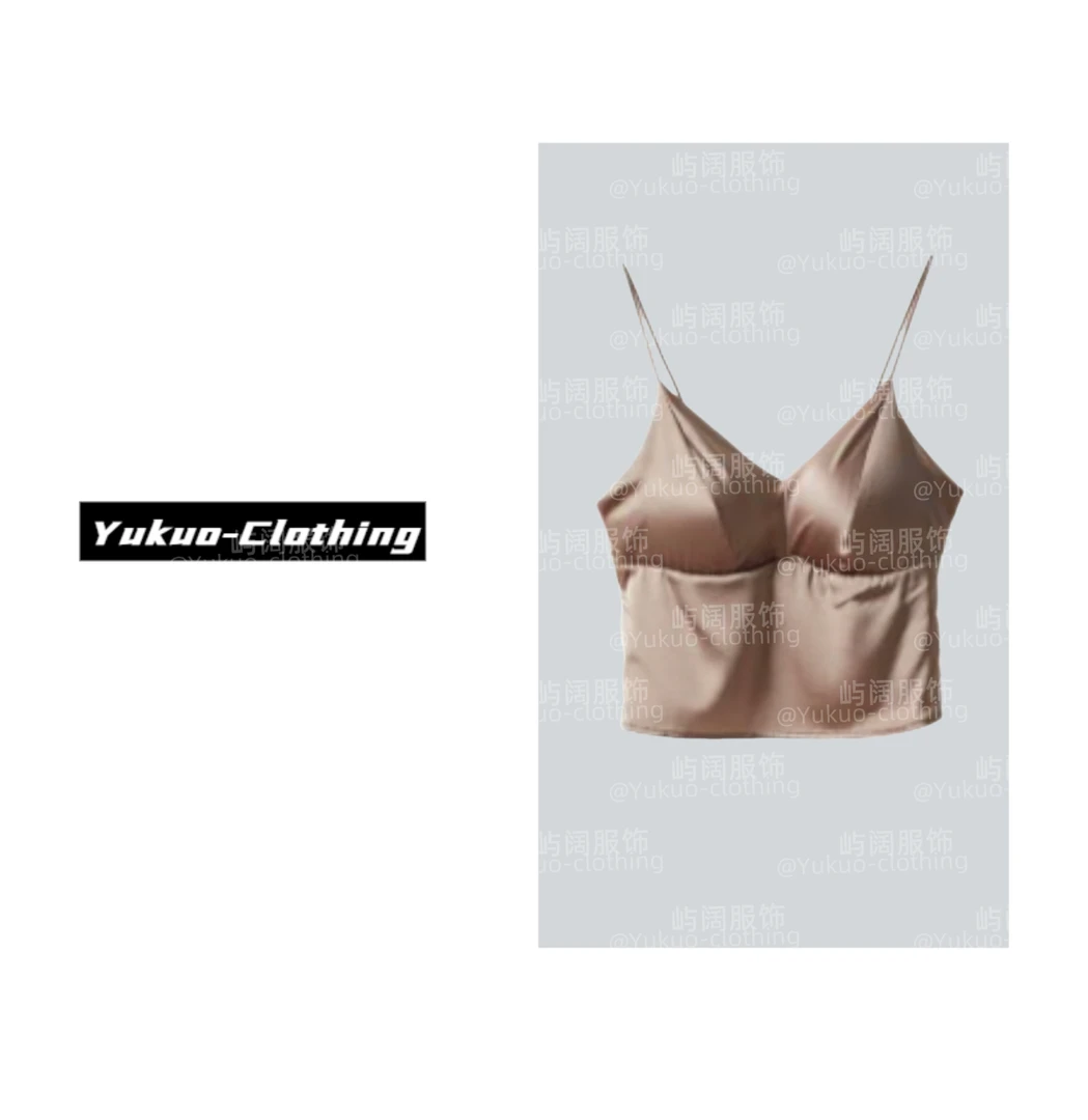 高奢重磅19姆米缎面桑蚕丝可脱卸薄款胸垫抹胸吊带背心