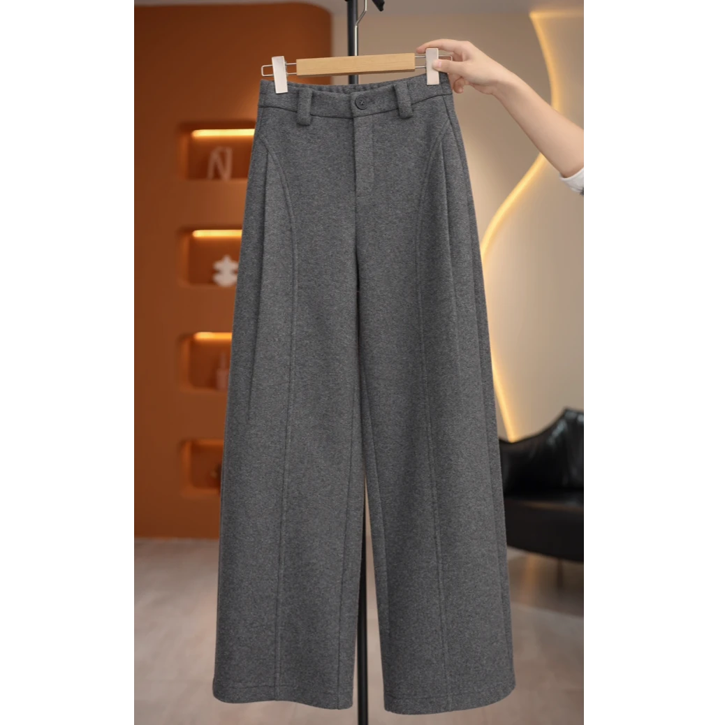 【现货】【荣荣】2025秋冬季新款长裤高腰松紧腰直筒阔腿裤K19849