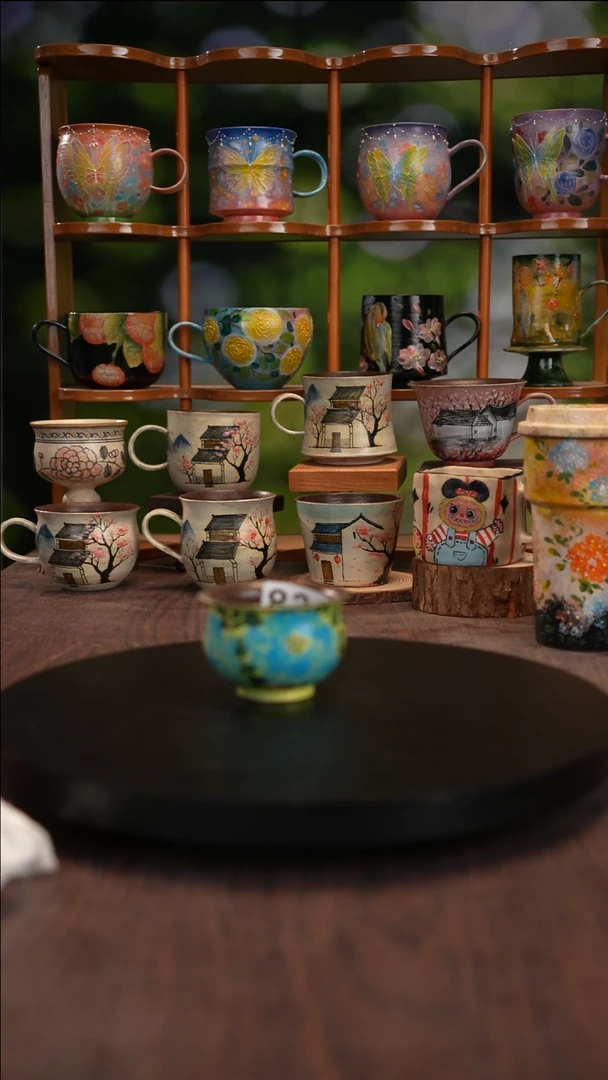 景德镇釉下手绘陶瓷紫砂茶杯