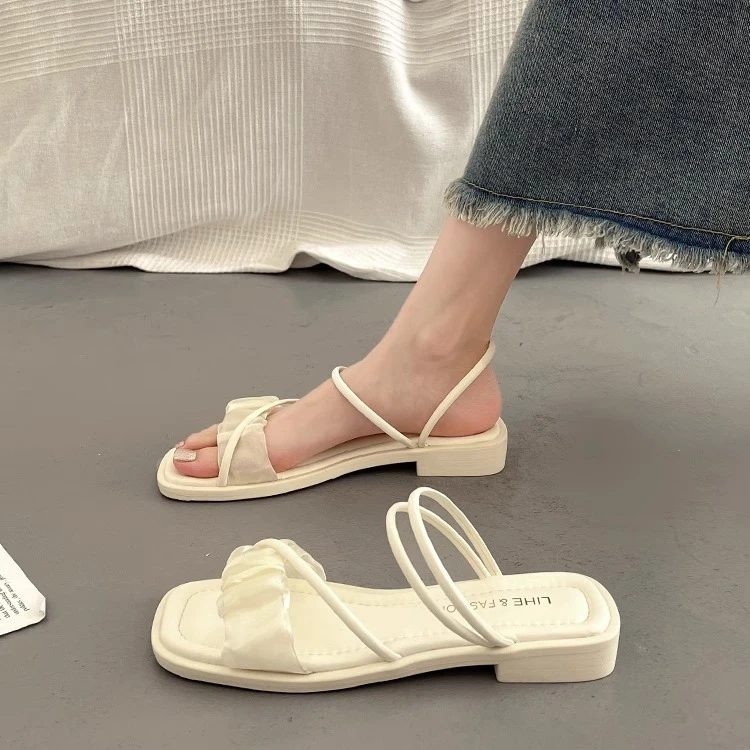 法式仙女风平底凉鞋女夏季时尚配裙子2025新款高级感罗马沙滩凉拖