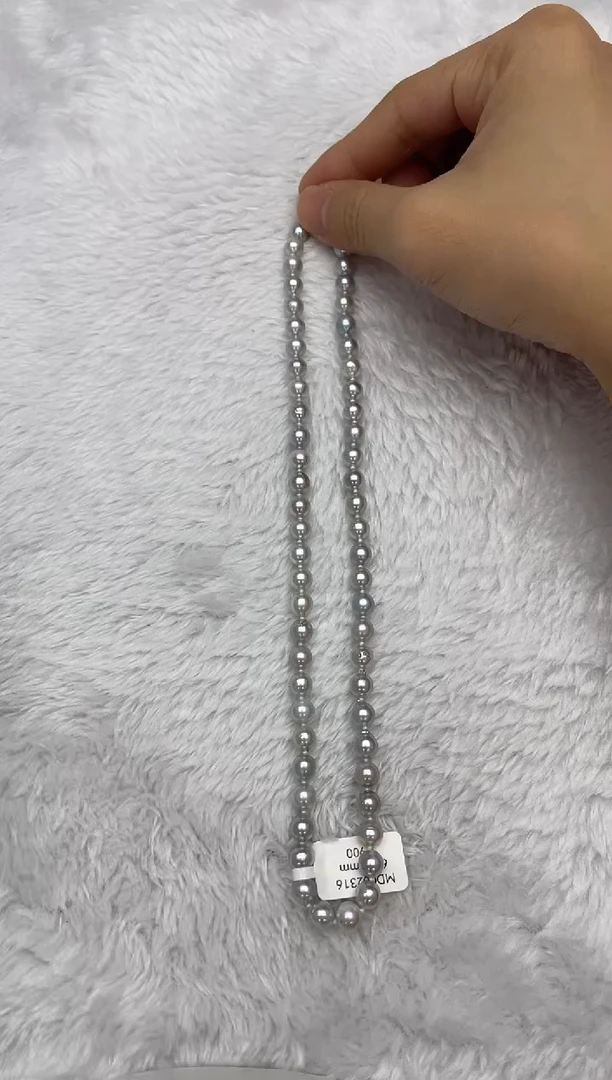 项链银S925镶嵌海水珍珠AK真多麻6.5-7mm
