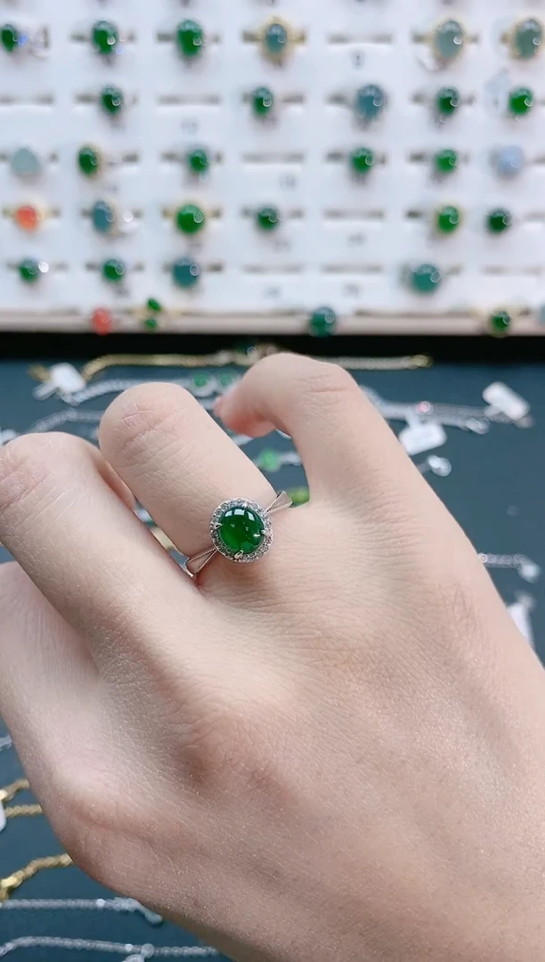 【闪购商品】翡翠戒指银S925镶嵌天然翡翠