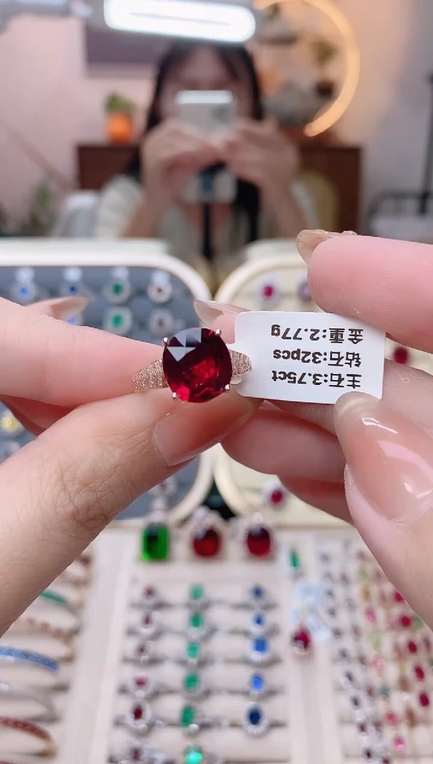 18K金戒指18K金镶嵌碧玺1