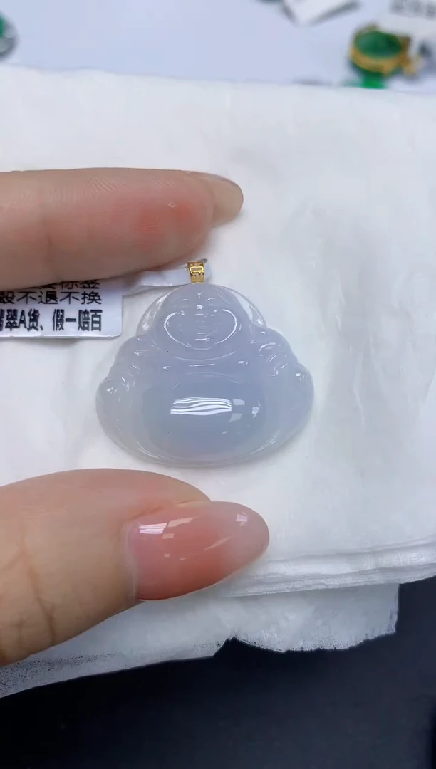 颈饰18K金镶嵌翡翠天然缅甸翡翠A货多样性发一件