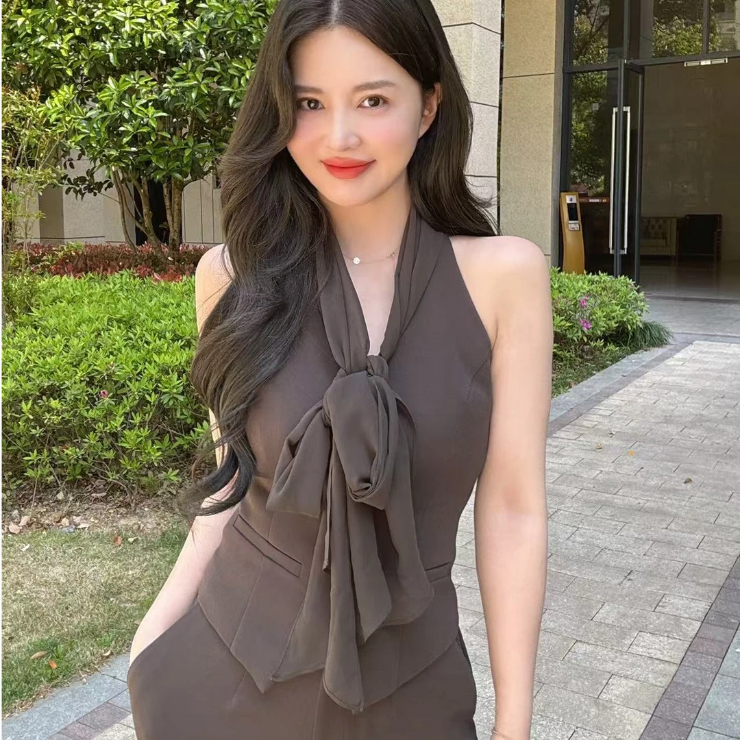 福利8.28号设计款小众飘带拼接露背西装马甲 （现货）时尚气质设计