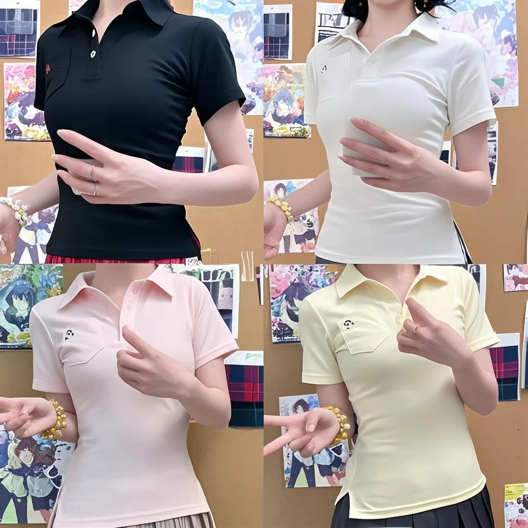 2025夏季新款妙氏原创定制POLO衫透气收腰上衣显瘦日系A4腰T恤女
