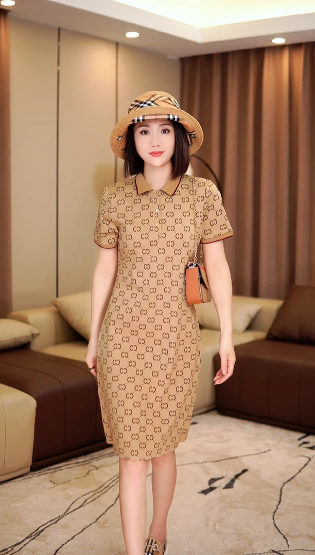 2025时尚印花修身连衣裙