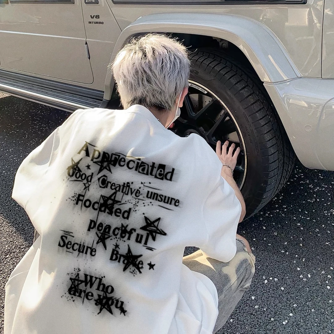 纯棉重磅美式复古短袖t恤男女夏季新款潮牌宽松型慵懒圆领上衣服