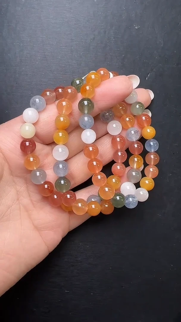 未镶嵌手串水晶彩兔毛手串8mm+ JP57390 多样性发一