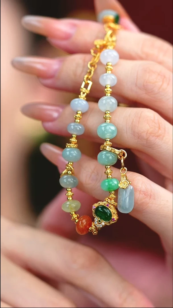 银S925镶嵌手链翡翠新款