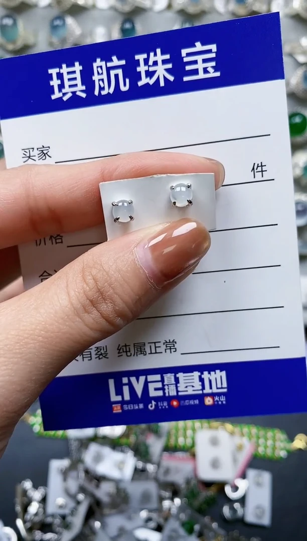 【闪购商品】翡翠耳饰银S925镶嵌0175