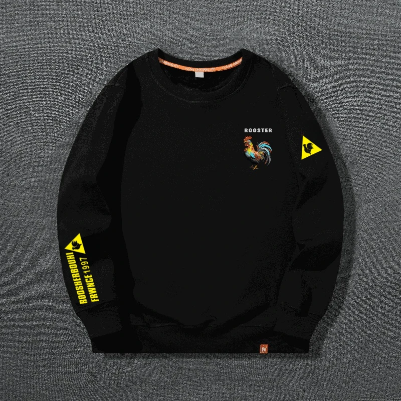 法国公鸡卫衣男士2025年春秋季薄款宽松圆领休闲百搭潮牌简约上衣