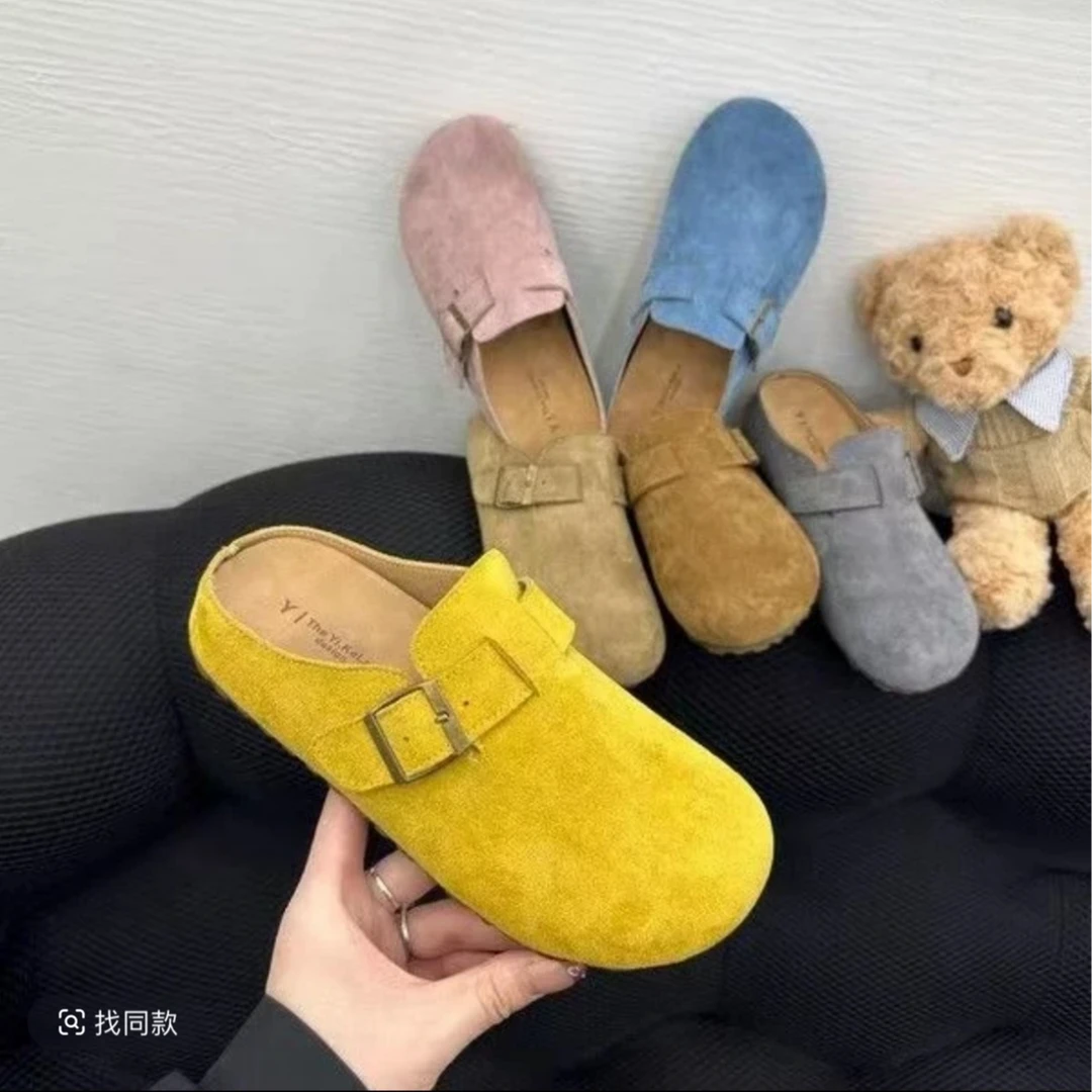 博肯包头拖鞋2025春季新款厚底包头半拖软底博肯鞋