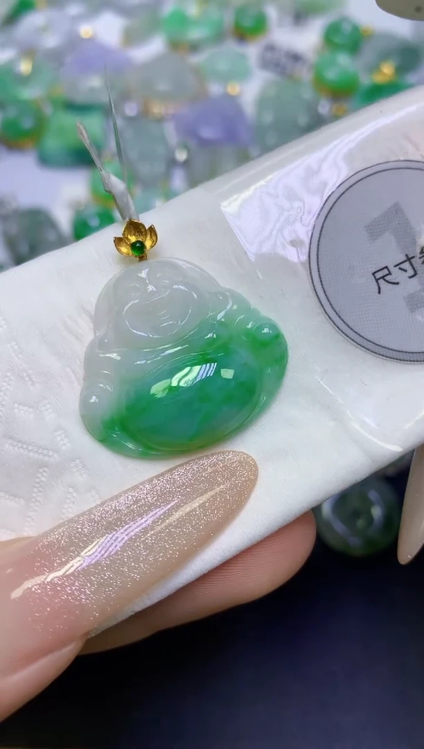 颈饰18K金镶嵌翡翠天然缅甸翡翠A货百元以上9元证书费自理