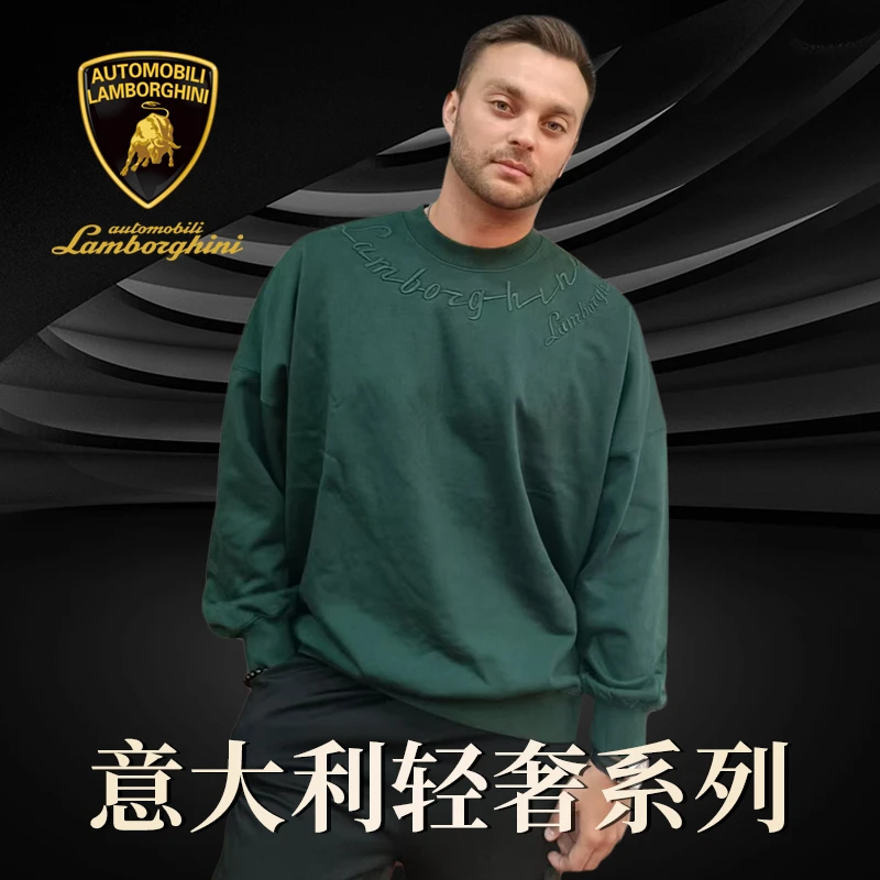 Lamborghini/兰博基尼25SS春季新款LOGO刺绣圆领卫衣男士轻奢